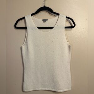 Ann Taylor 100% Cashmere Sleeveless Knit Shell Top Cream Medium